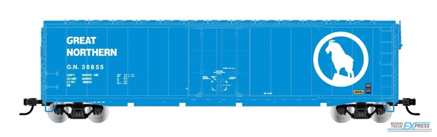 Rivarossi 6634D Great Northern, plug door boxcar, blue livery without roof walkway, #36887