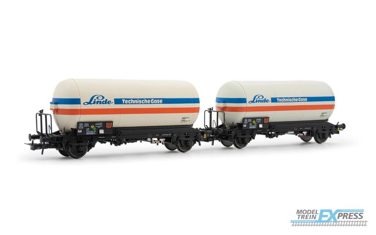 Rivarossi 6643 DB, 2-unit set of 2-axle gas tank wagons Zgs, "Linde", ep. IV
