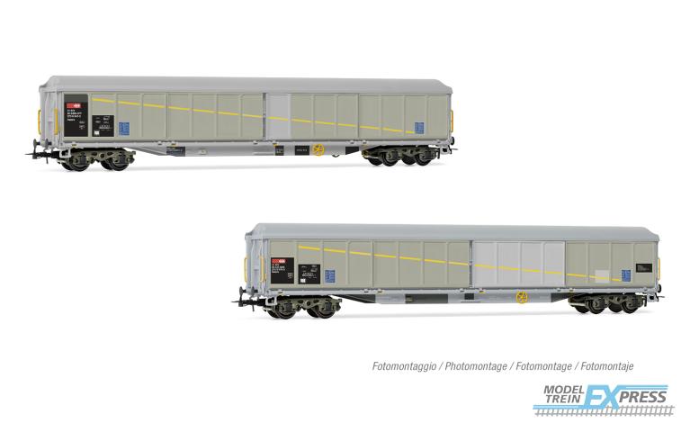 Rivarossi 6650 SBB, 2-unit pack 4-axle sliding-wall wagon Habils, with patches, ep. V