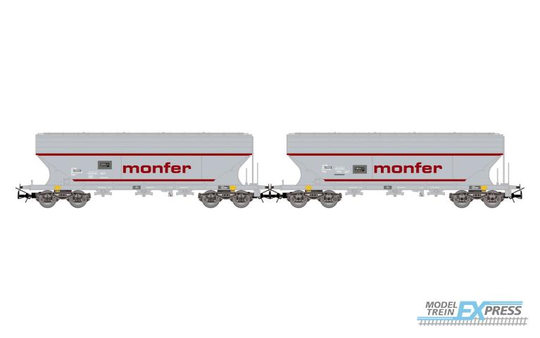Rivarossi 6677 I-ERSA, 2-unit pack flat-sided cereal hoppers, MONFER, grey, new inscriptions, ep. VI