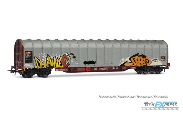 Rivarossi 6681 SBB, 4-axle tarpaulin wagon Rils type, with graffiti, ep. V