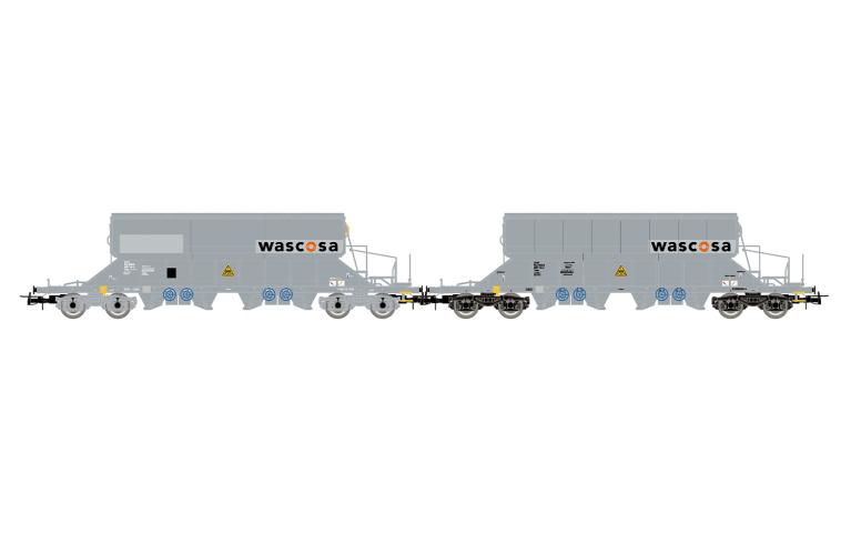 Rivarossi 6688 D-WASCO, 2-unit pack 4-axle silo wagon Taoos "WASCOSA", grey livery , ep. VI