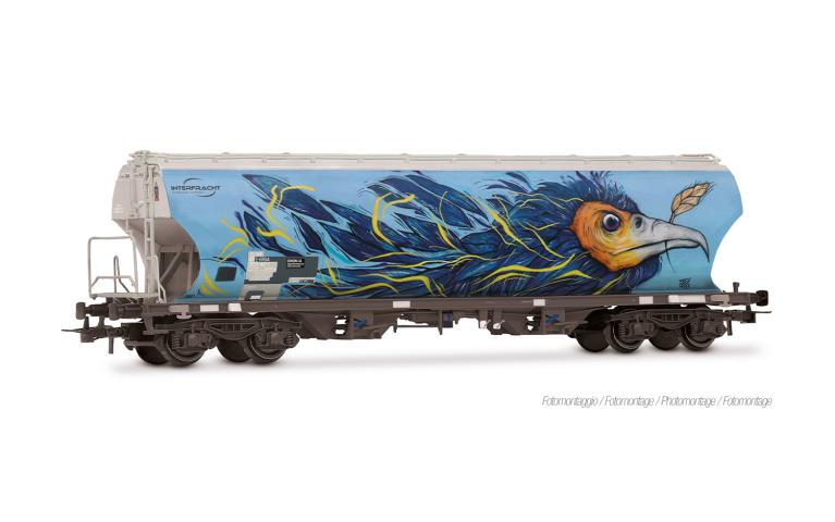 Rivarossi 6691 F-ERSA, 4-axle round-sided cereal hopper wagon, "Interfracht", with bird graffity, ep. VI