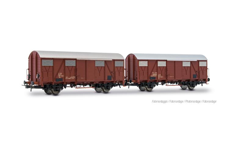 Rivarossi 6696 FS, 2-unit pack Ghs wagons with low aerators, brown livery, one with rear red lights, ep. IV