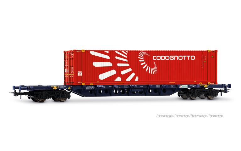 Rivarossi 6705 Mercitalia Intermodal, 4-axle container wagon Sgnss, blue, with 45' cont. "Codognotto", ep. VI