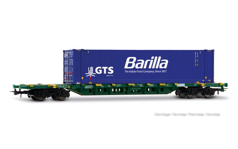 Rivarossi 6706 Mercitalia Intermodal, 4-axle container wagon Sgnss, green, with 45' cont. "GTS Barilla", ep. VI