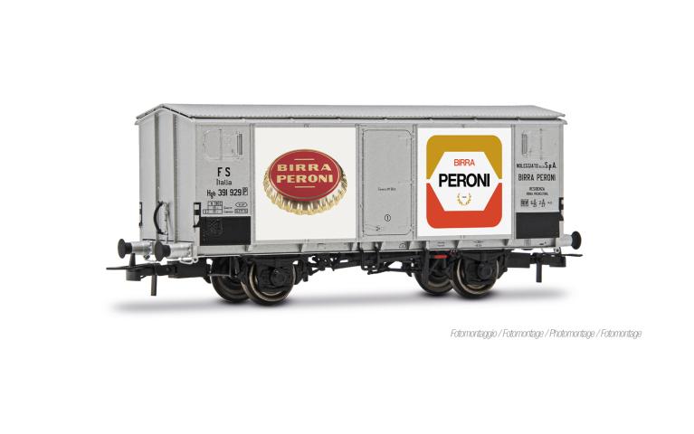 Rivarossi 6710 FS, 2-axle refrigerated wagon Hgb, metallic body, "Peroni", ep. III