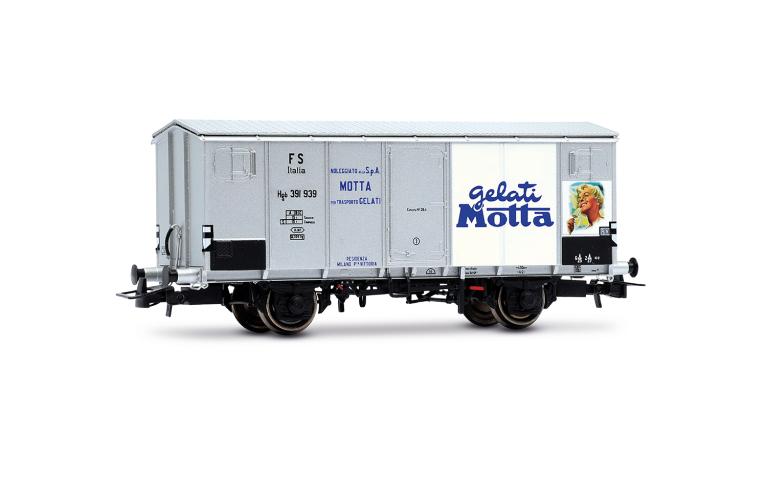 Rivarossi 6711 FS, 2-axle refrigerated wagon Hgb, metallic body, silver "Gelati Motta", ep. III