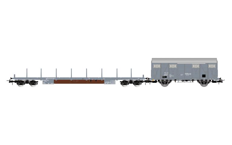 Rivarossi 6715 FS, 2-unit pack service wagons type VRgs + VGhs, grey livery, ep. V