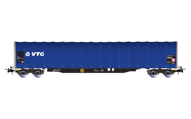 Rivarossi 6717 D-AAEC, 4-axle tarpaulin wagon Rils, blue livery "VTG", ep. V-VI