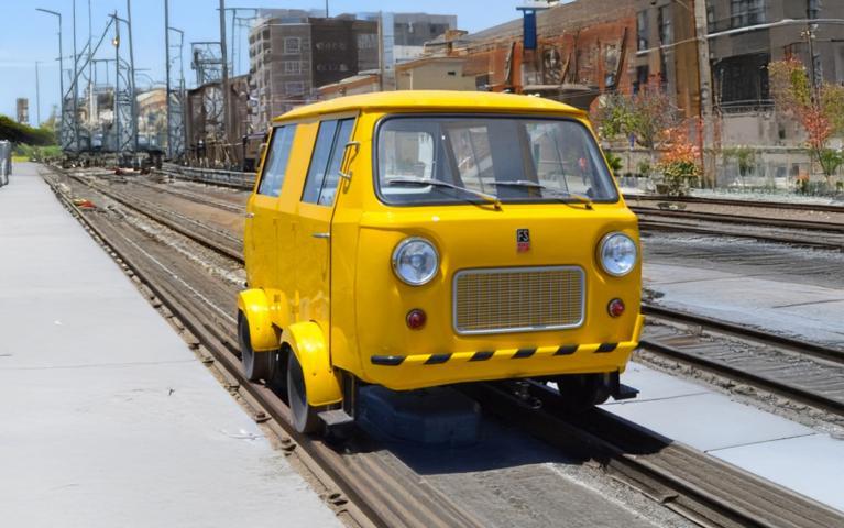 Rivarossi 9005D FS, draisina Fiat 500 with rectangular grill, yellow, with DCC Decoder