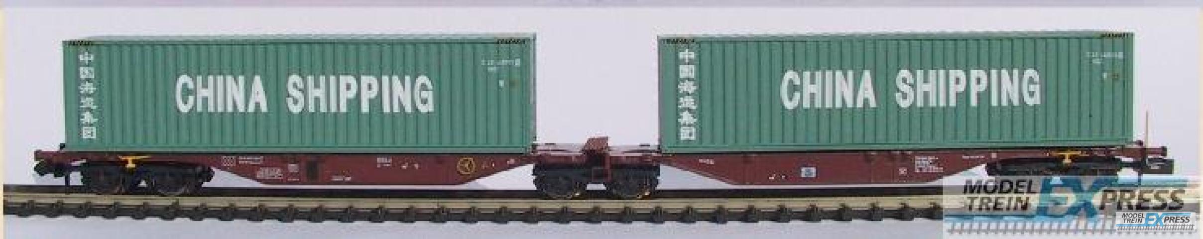 Rocky-Rail 60118 Sggmrss 90 NMBS/Touax (rood-bruin) met 2x China Shipping