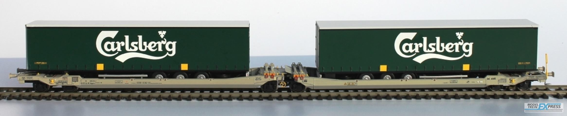 Rocky-Rail 90333 Twin car AAE Cargo HUPAC + 2 opleggers CARLSBERG