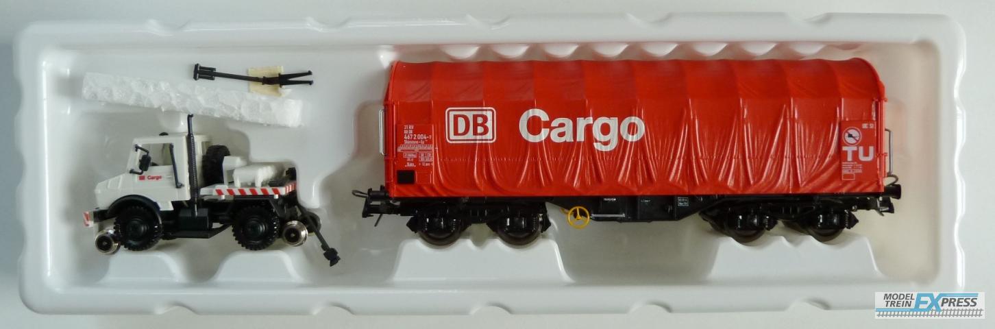 Roco gebruikt materiaal 1921 Schienenplanenwagen 2-wege-unimog Cargo DB z.g.a.n in doos