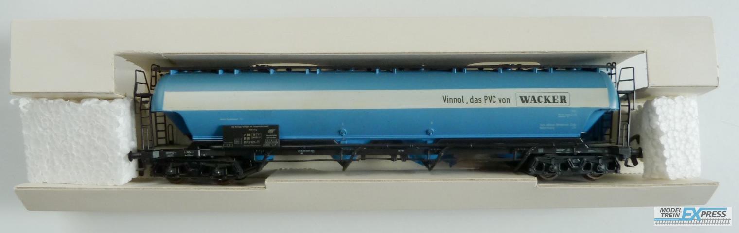 Roco gebruikt materiaal 4366B Silowagen blauw/wit 'Wacker' van de DB in goede staat in doos