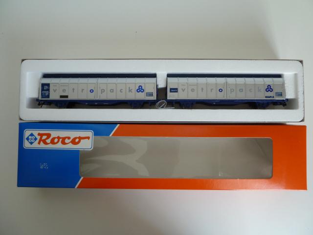 Roco gebruikt materiaal 44123 Roco Doppeleinheit Schiebewandwagen „Vetropack“ der ÖBB nieuw in doos