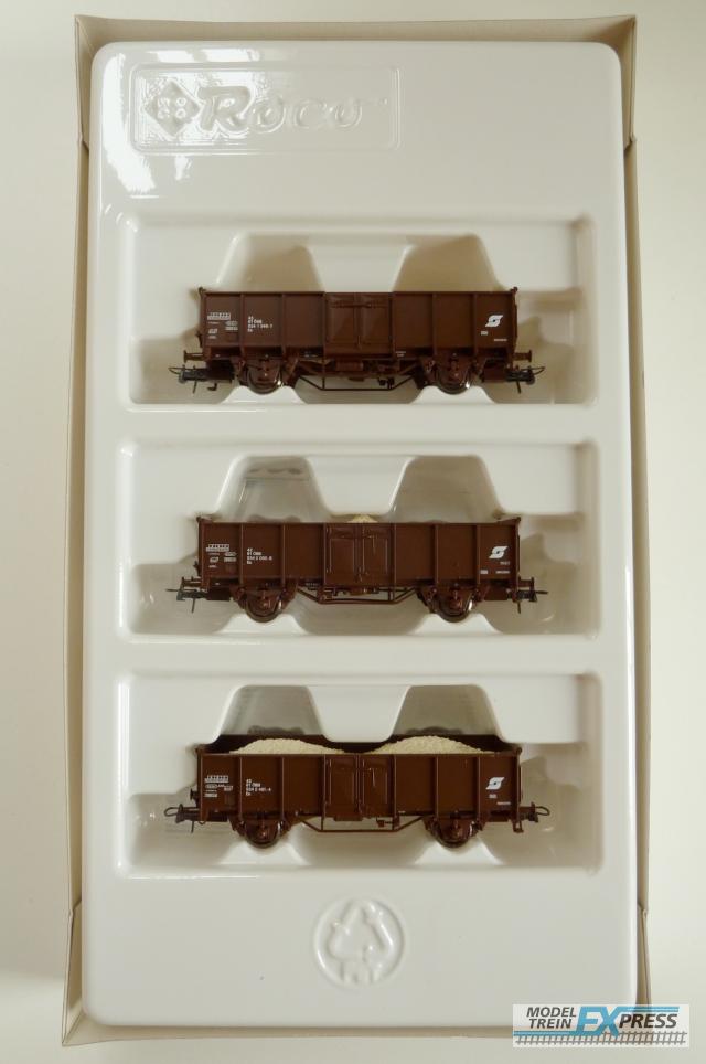 Roco gebruikt materiaal 44185 Set van drie goederenwagens van de ÖBB, Ep. IV z.g.a.n in doos