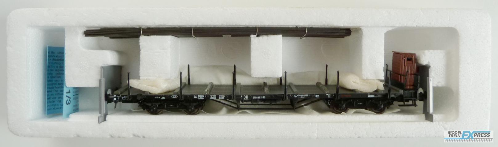 Roco gebruikt materiaal 46493 Flachwagen mit Bremserhaus und Ladung der DB Club modell 1995/1996  z.g.a.n in doos