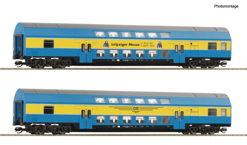 Roco 6280091 2er Set Doppelstockwagen DR "Messe Leipzig"
