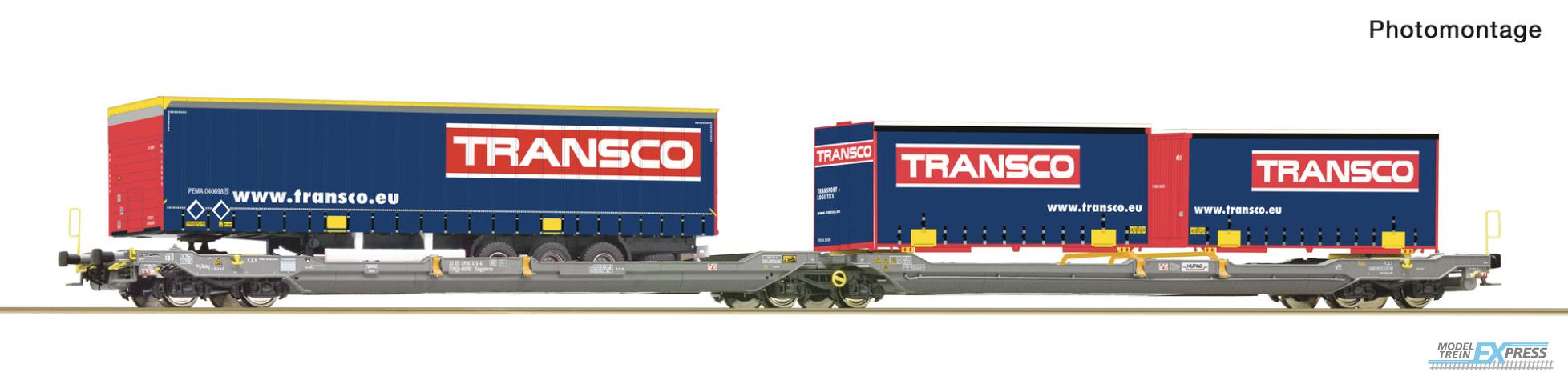 Roco 6600113 Doppeltwg. T3000e Hupac+Transco Trailer + WB