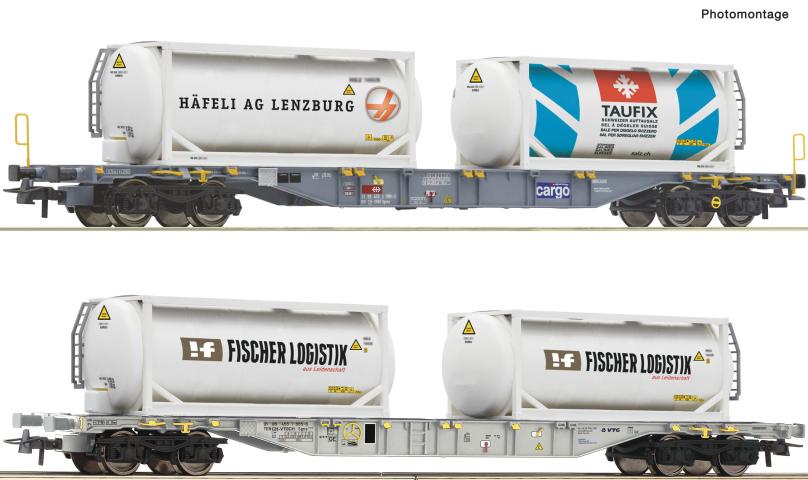 Roco 6600231 2er Set Containertragwagen Sgns SBB + Tankcontainer