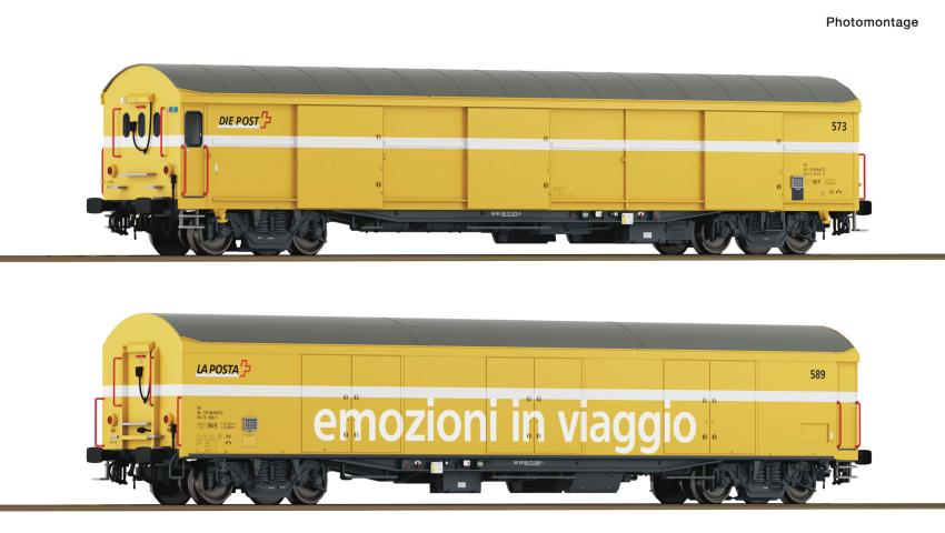 Roco 6600243 2er Set Postwagen Post gelb