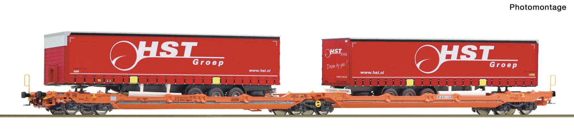 Roco 6600260 Doppeltaschenwagen T3000e Wascosa+HST Trailer