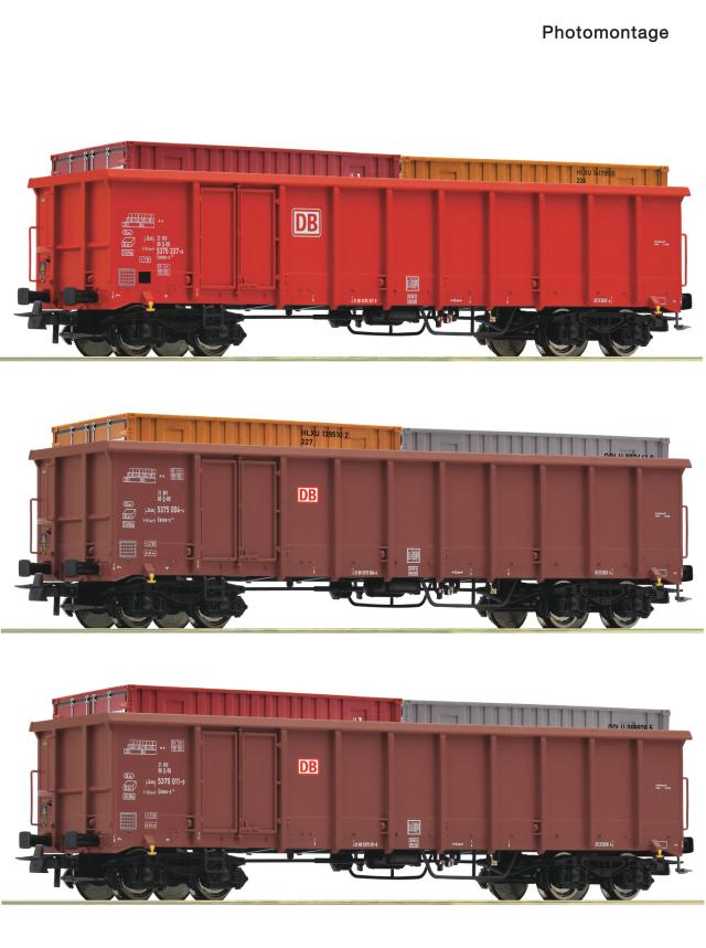 Roco 6600291 3er Set Eanos DB-AG + Container