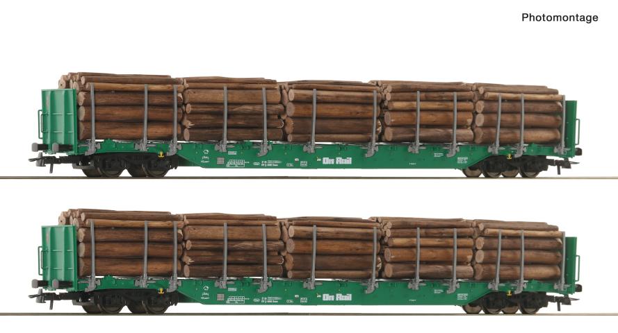 Roco 6600319 2er Set Rungenwagen Rnoos OnRail grün