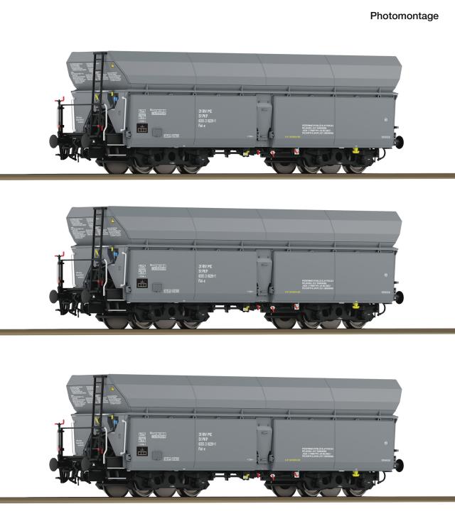 Roco 6600324 3er Set Selbstentladewagen Wap PKP