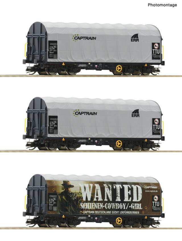Roco 6680023 3er Set Schiebeplanenwagen Captrain