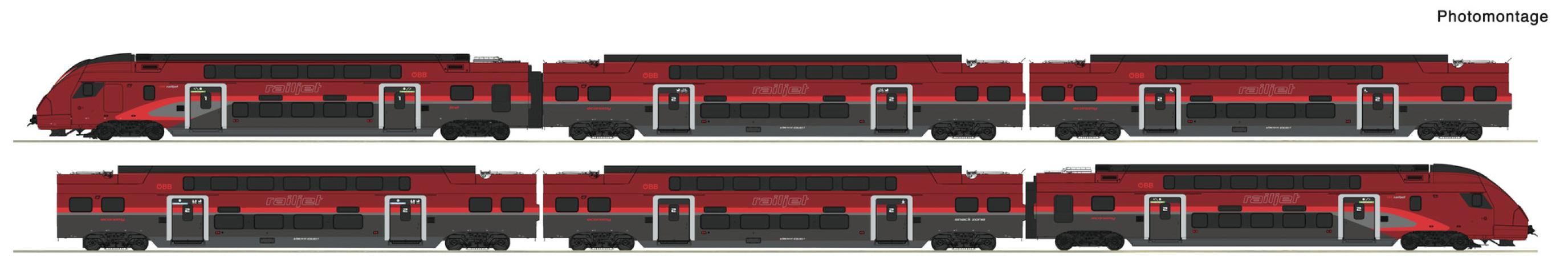 Roco 7700039 6er Set Railjet Doppelstock ÖBB DC