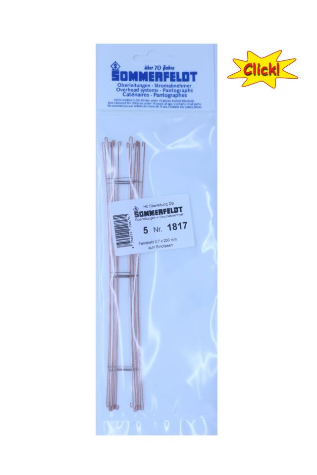 Sommerfeldt 1817 H0 Fahrdraht verkupfert 0,7 x 200 mm zum einrasten