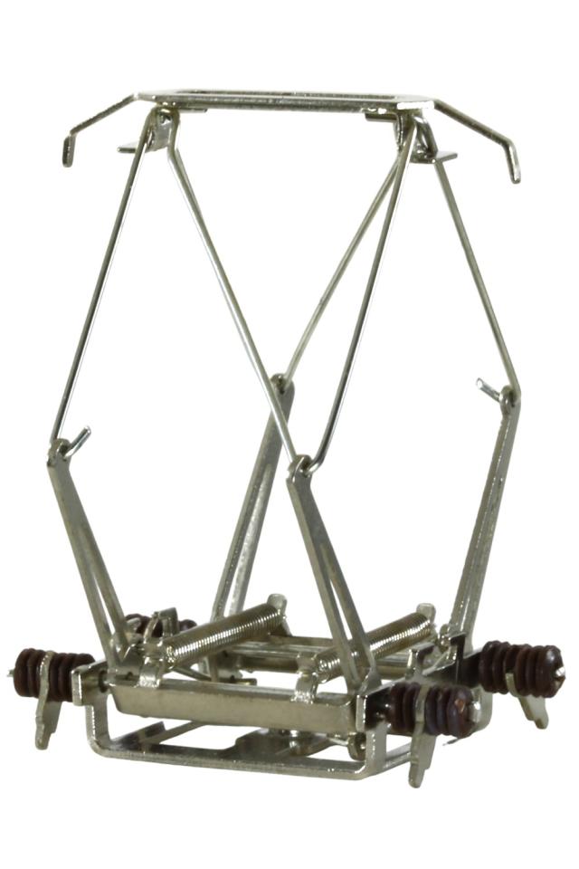 Sommerfeldt 756 H0 Scherenstromabnehmer SBB Ausführung mit braunen Isolatoren. Mittellochgewinde M2, weiss vernickelt, Märklin Ersatzteil Nr. E318572