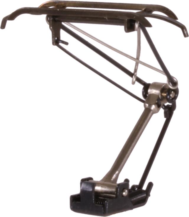 Sommerfeldt 867 H0 Einholmstromabnehmer, Schleifstück schwarz Nickel, Oberschere, Rahmen M2,OL,Hl und Feder schwarz, Diagonale und Hauptlenker WNI