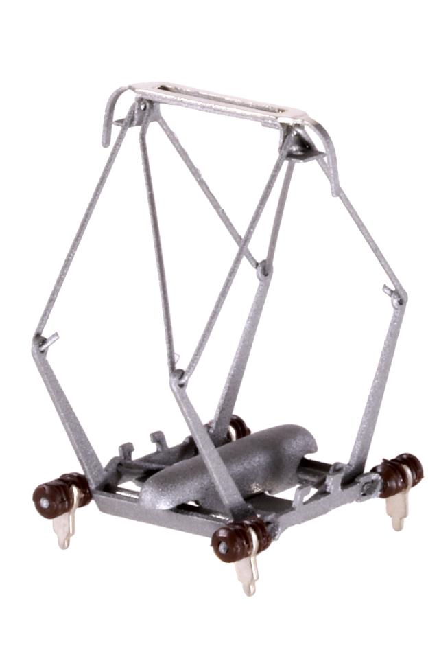 Sommerfeldt 875 H0m Scherenstromabnehmer mit braunen Isolatoren sowie einem Federkäppchen. Lackiert in RAL 9006