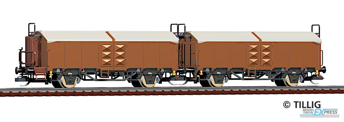 Tillig 1034 Güterwagenset der ?SD, bestehend aus zwei Schiebedachwagen Utz/Tms, Ep. IV