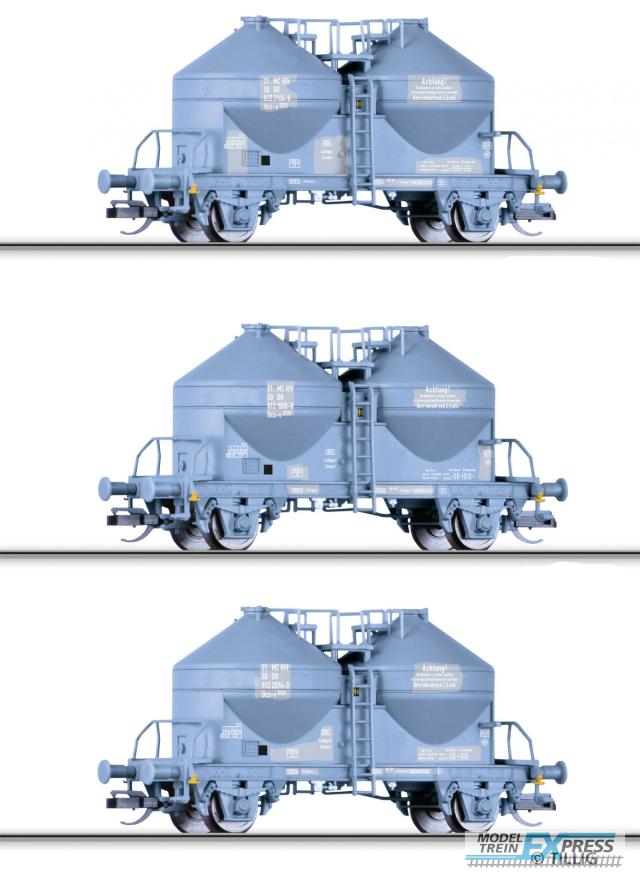 Tillig 1058 Güterwagenset der DR, bestehend aus drei Staubsilowagen Ucs-v 9122, Ep. IV