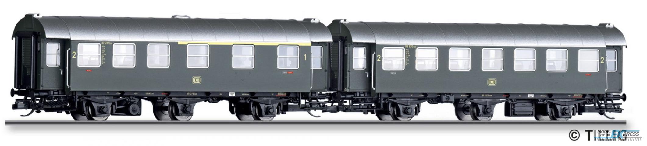 Tillig 1072 Reisezugwagen-Paar der DB, bestehend aus einem 1./2. Klasse Reisezugwagen und einem 2. Klasse Reisezugwagen, Ep. III