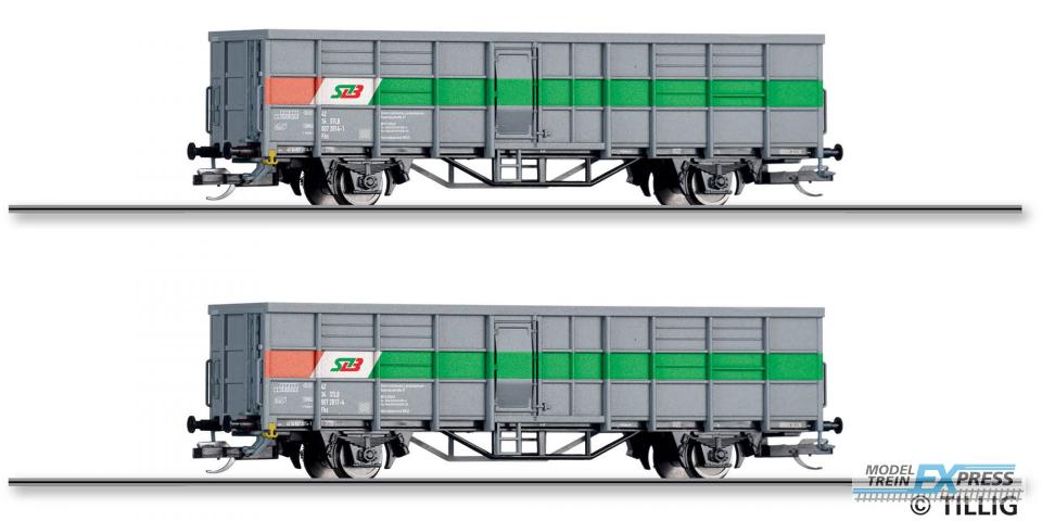 Tillig 1110 Güterwagenset der Steiermärkischen Landesbahnen, bestehend
aus zwei offenen Güterwagen Fbs, Ep. V -FORMVARIANTE-