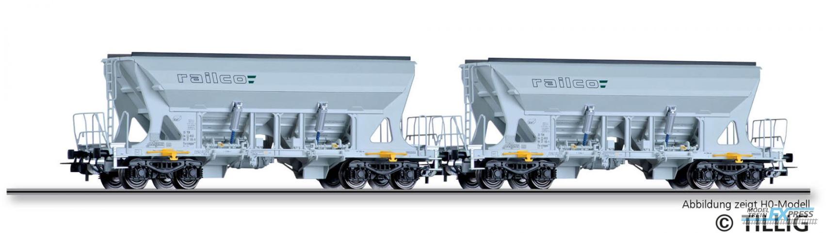 Tillig 1111 Güterwagenset der Railco, bestehend aus zwei Selbstentladewagen Faccnpps, Ep. VI