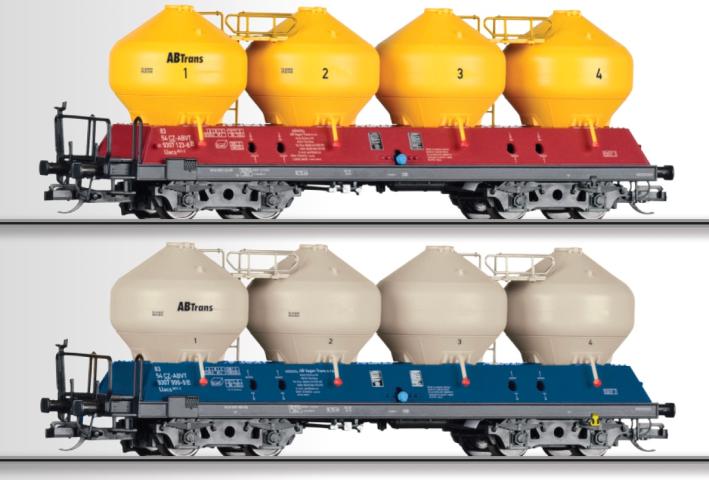Tillig 1117 Güterwagenset der AB Vagon Trans s.r.o., bestehend aus zwei Staubsilowagen Uacs 451.1, Ep. VI