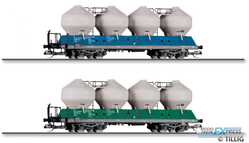 Tillig 1119 Güterwagenset der Raj-Wagon Tren?in spol. s.r.o., bestehend aus zwei
Staubsilowagen Uacs 451.1, Ep. VI