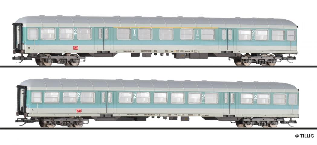 Tillig 1126 Reisezugwagenset der DB AG, bestehend aus einem Reisezugwagen 1./2. Klasse ABn 703 und einem Reisezugwagen Bn 719, Ep. V