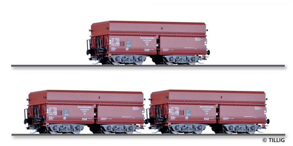 Tillig 1139 Güterwagenset der DRG, bestehend aus drei Selbstentladewagen OOt Saarbrücken, Ep. II