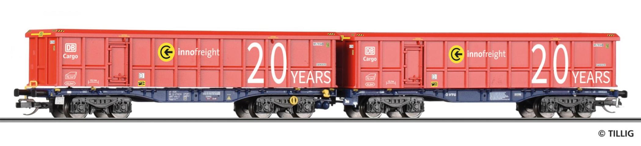 Tillig 15084 Doppeltragwagen InnoWaggon der VTG, beladen mit zwei 40' ScrapTainer, Ep. VI -FORMVARIANTE-