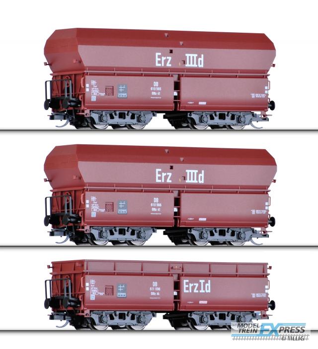 Tillig 1710 Freight car set "Erzzug 1" of the DB with three different hopper cars OOtz 41 and OOt 44, Ep. III