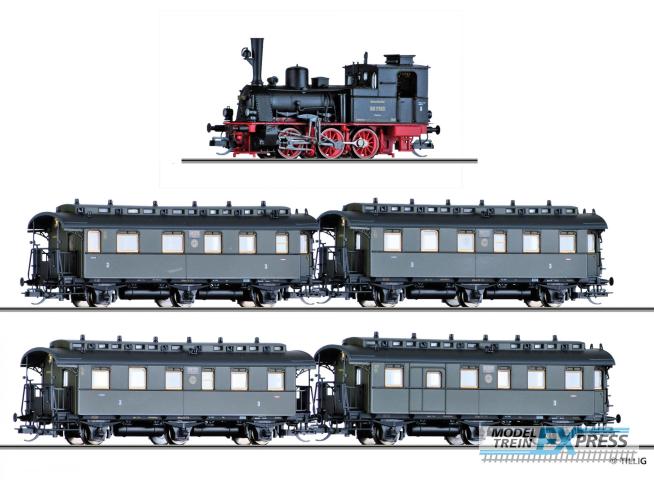 Tillig 1751 Reisezugwagenset der DRG, bestehend aus Dampflokomotive T3 und vier Reisezugwagen (1x BCi, 2x Ci, 1x CPwi), Ep. II