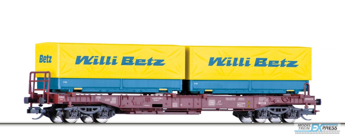 Tillig 18158 Taschenwagen Sdkms 707 der DB, beladen mit zwei Wechselbehältern "Willi Betz", Ep. IV