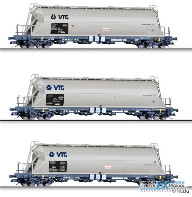 Tillig 1820 Güterwagenset der VTG AG, bestehend aus drei Staubebälterwagen, Ep. VI